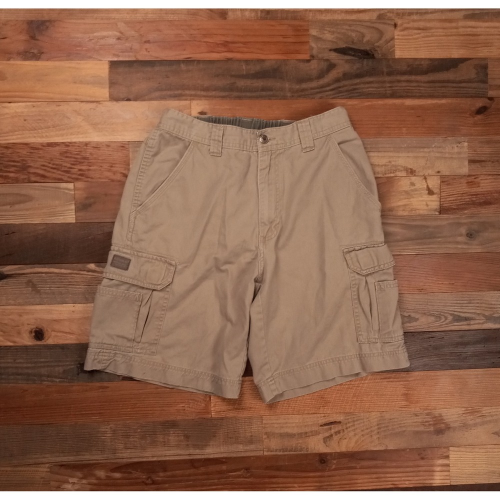 RedHead Mens Tan Khaki Cotton Twill Cargo Utility Shorts Elastic Waist Size 32